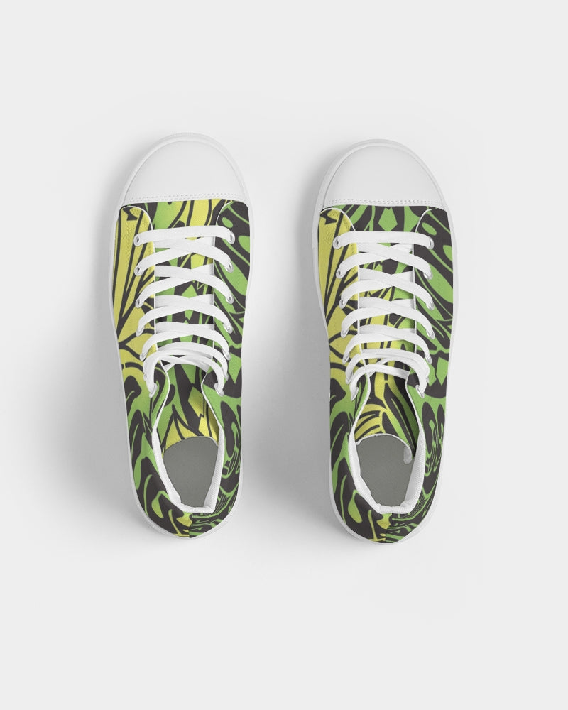 Monstera Women's Green/Yellow Hightop Canvas Shoe