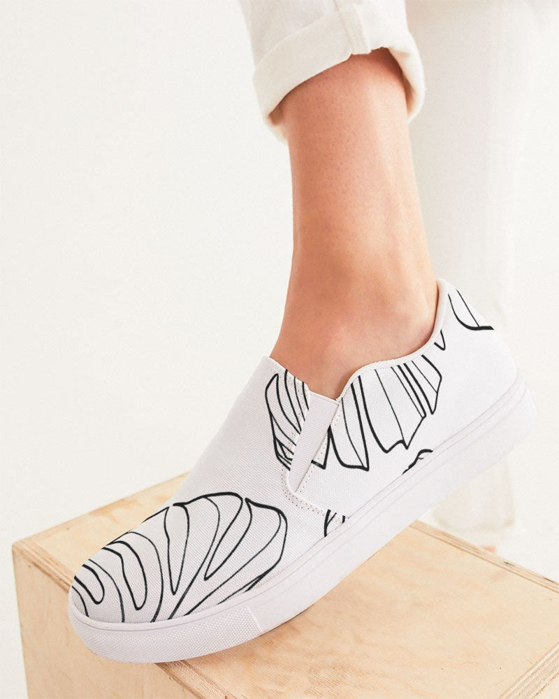 Monstera Women's White Slip-On Canvas Shoe