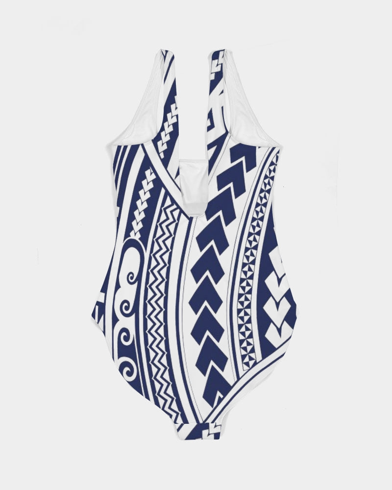 Samoan Tattoo- Women's Blue One-Piece Swimsuit