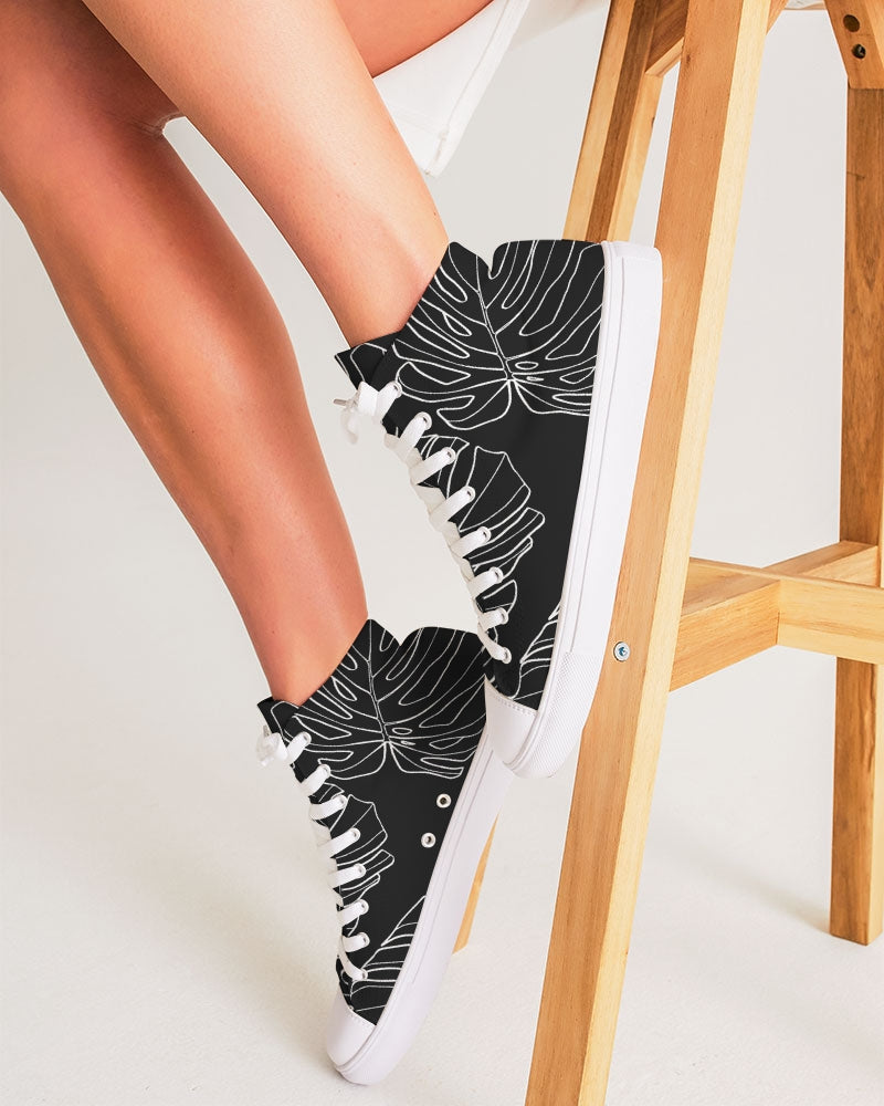 Monstera Women's Black High-top Canvas Shoe