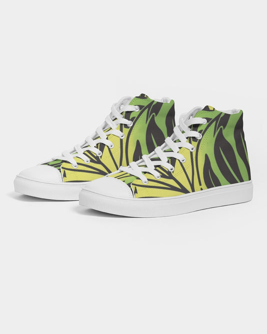 Monstera Women's Green/Yellow Hightop Canvas Shoe